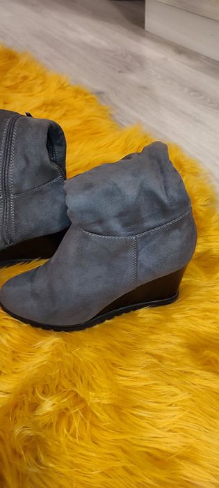 Cizme cu platformă pana la genunchi, gri, Graceland