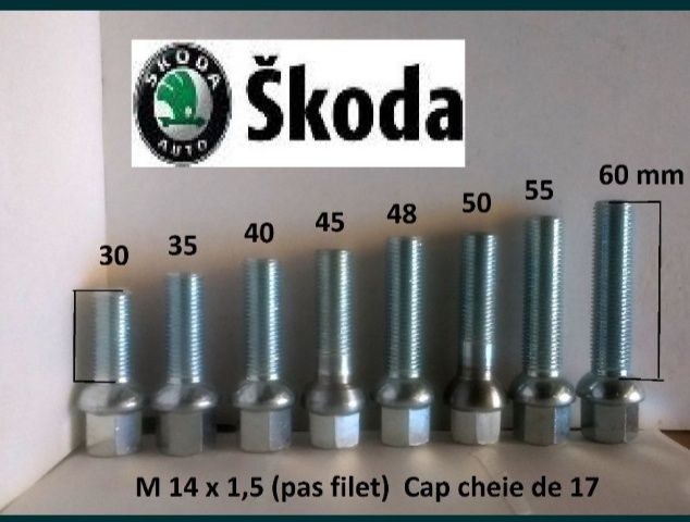 Prezoane lungi Skoda pentru distantiere sau jante aluminiu Aftermarket