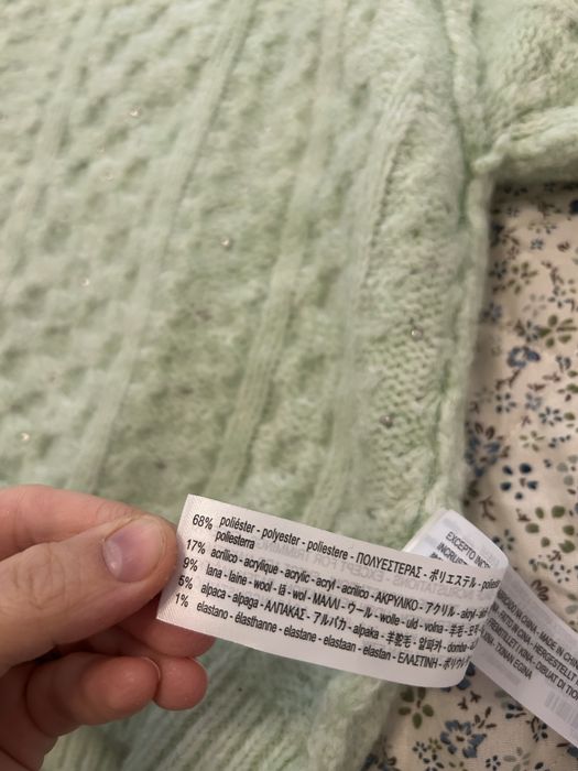 Bluza Zara, mint, perlata, lana, marimea L