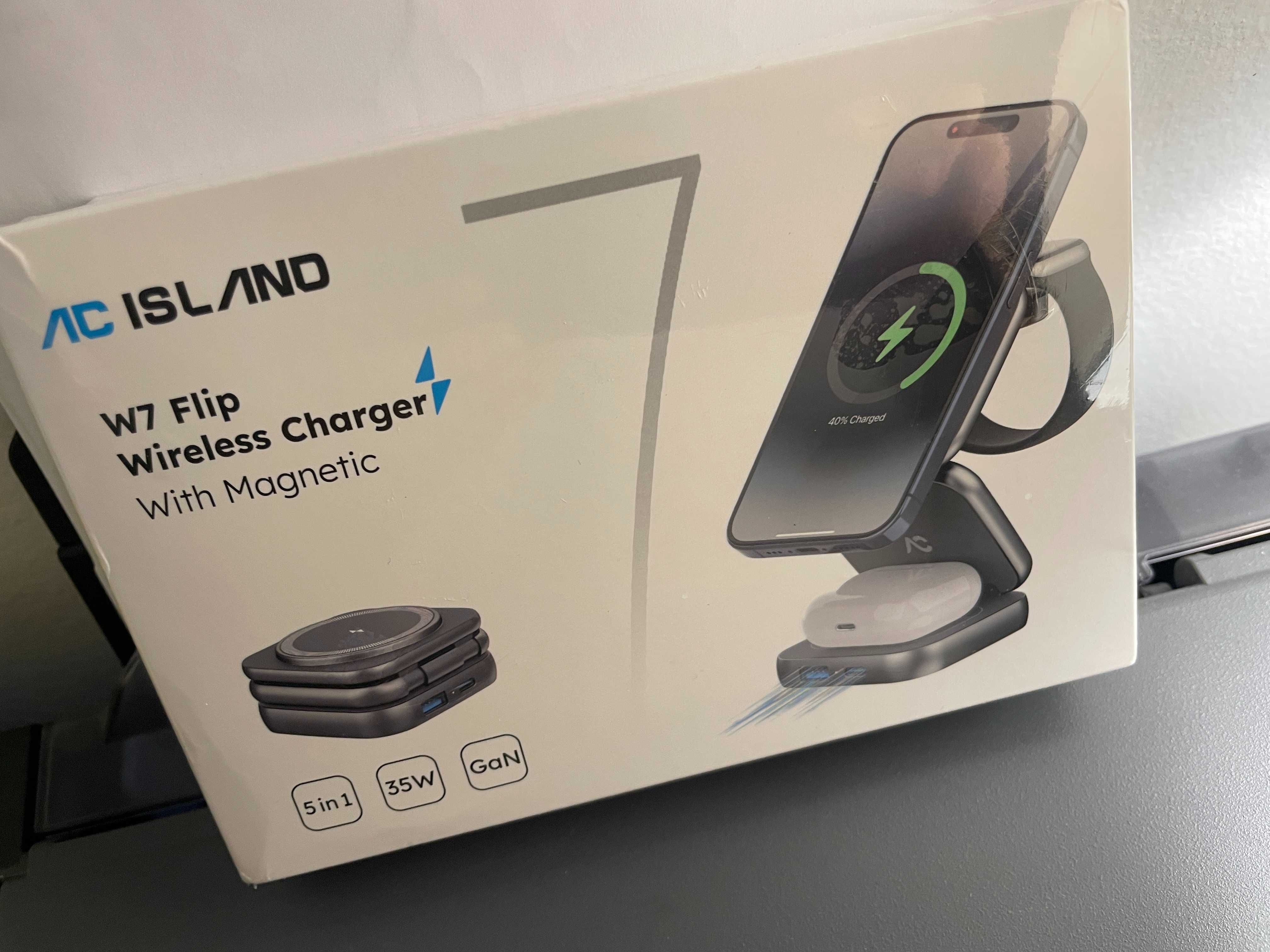AC Island W7 flip magnetic charger 5in1 35W apple samsung NOU SIGILAT