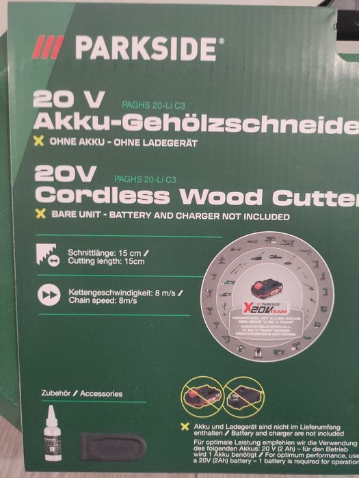 Mini drujba ferastrau pe acumulator de 20 V Parkside