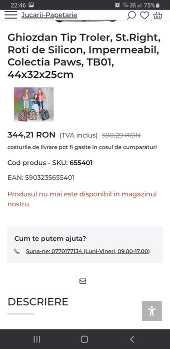 Vand , ghiozdan tip Troler