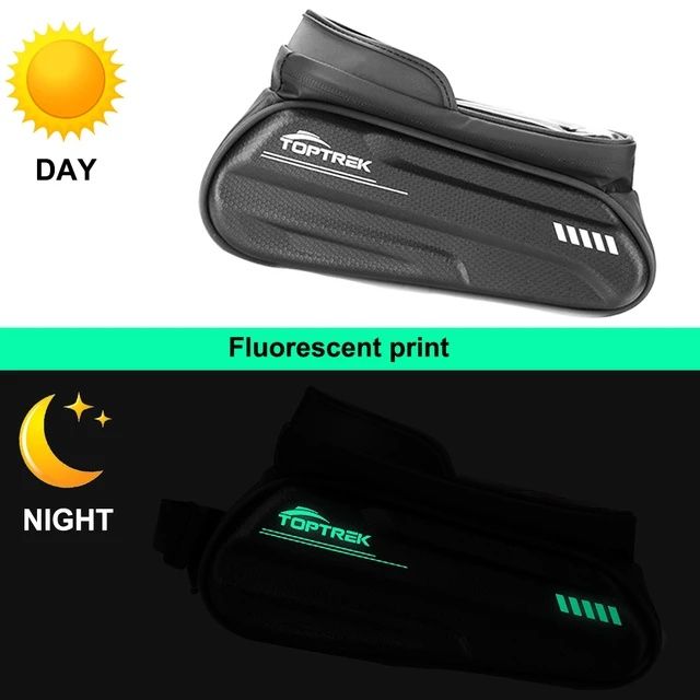 Geanta cadru bicicleta smartphon textura carbon logo fluorescent mtb