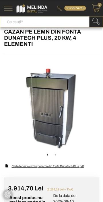 Vând centrală termica  fontă 20 kw