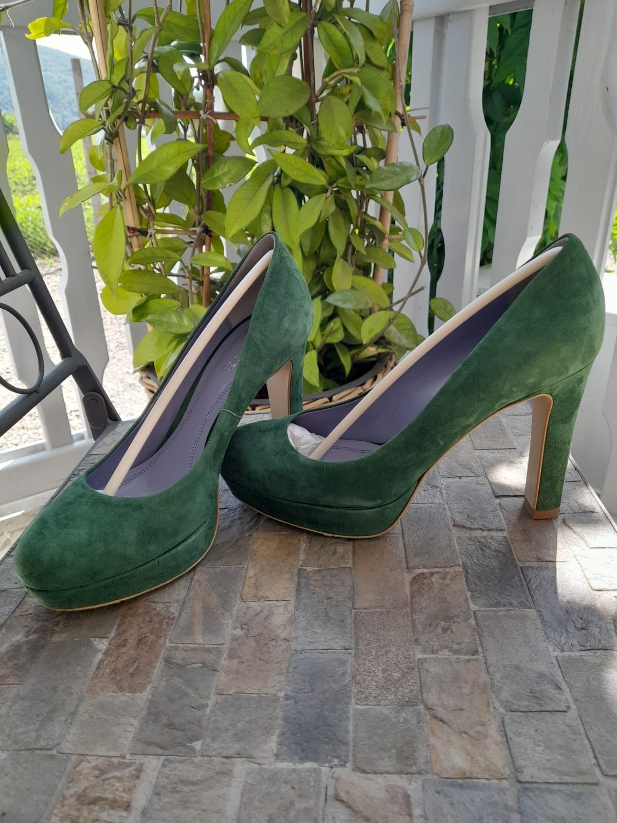 Pantofi din piele intoarsa - verde - nr 38