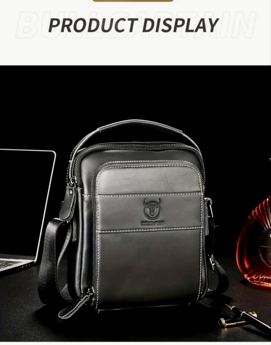 -9%Промоция•Универсална и Стилна черна кожена мъжка чанта Bullcaptain*