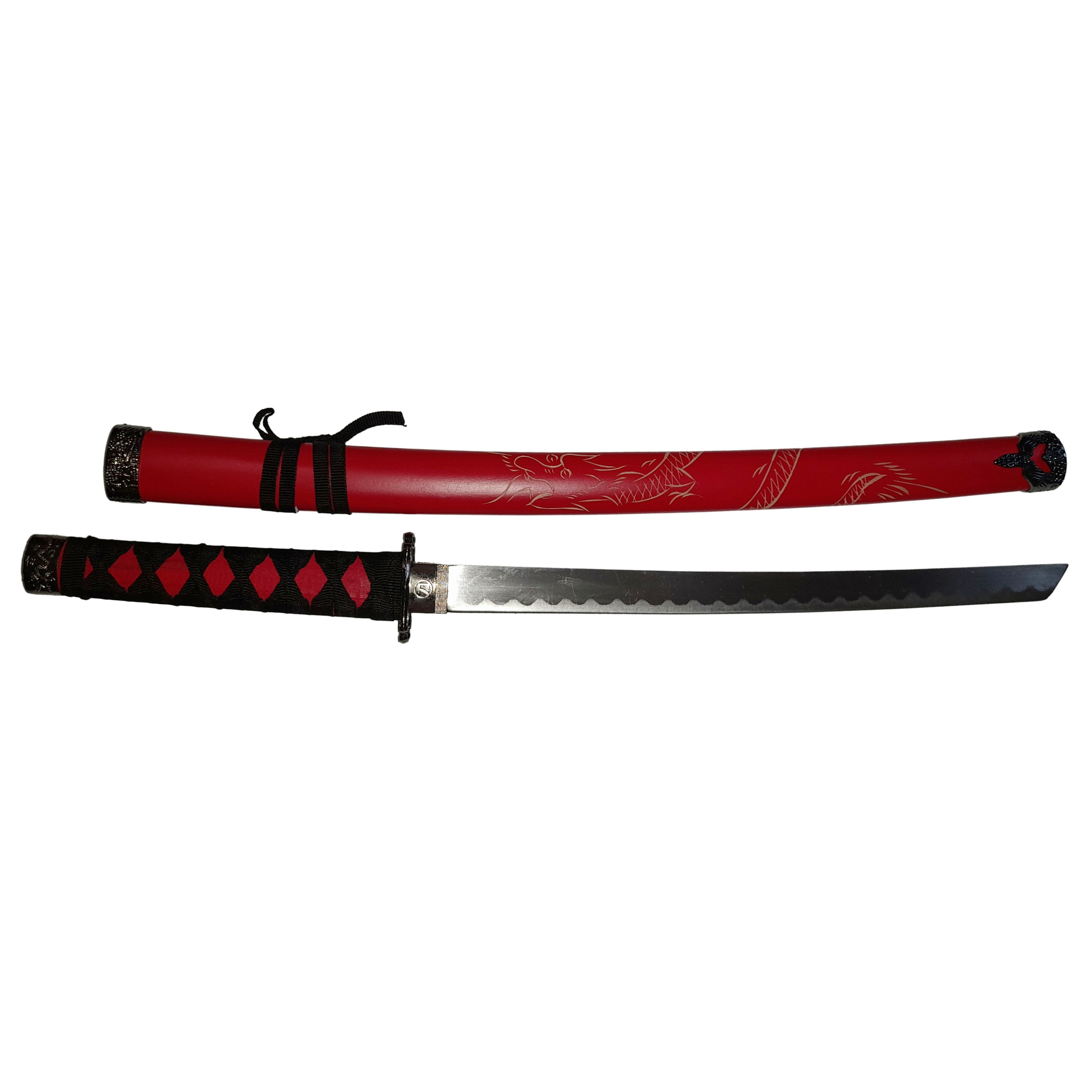 Set sabii katane decorative IdeallStore®, Ninja Warrior, rosu