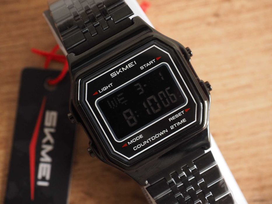 Ceas electronic SKMEI 2465 (Casio), 36 mm, nou, negru, ilumin., retro