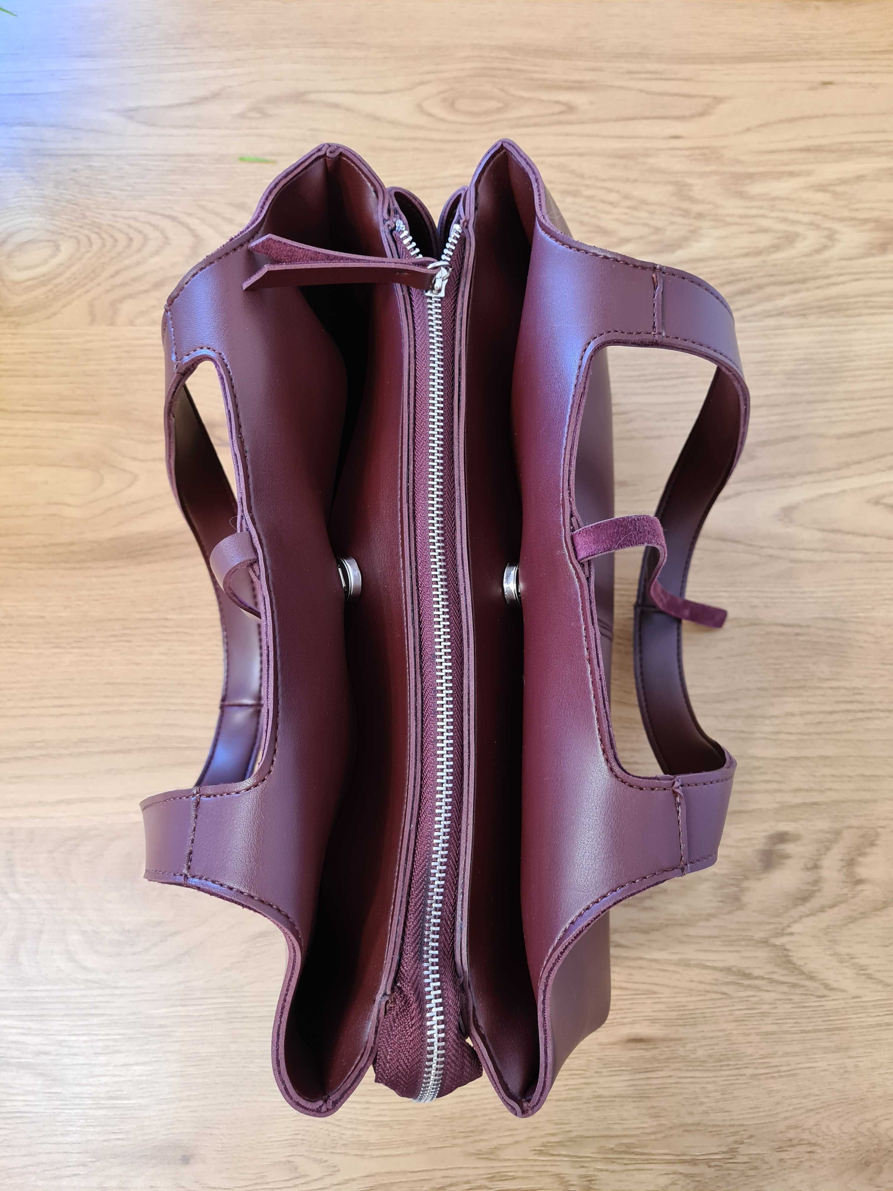 Geanta burgundy trifold