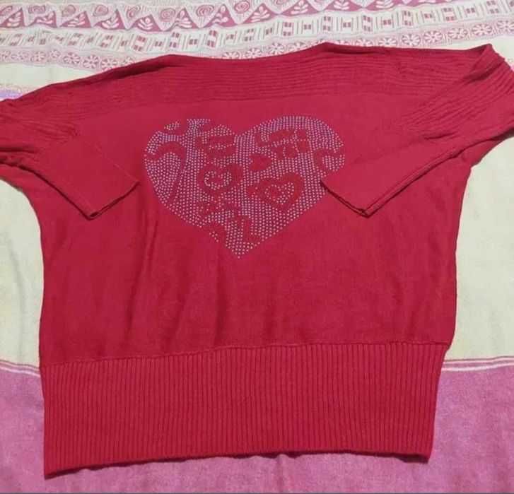 Bluza trendy guler barcă S/M tricot  subtire