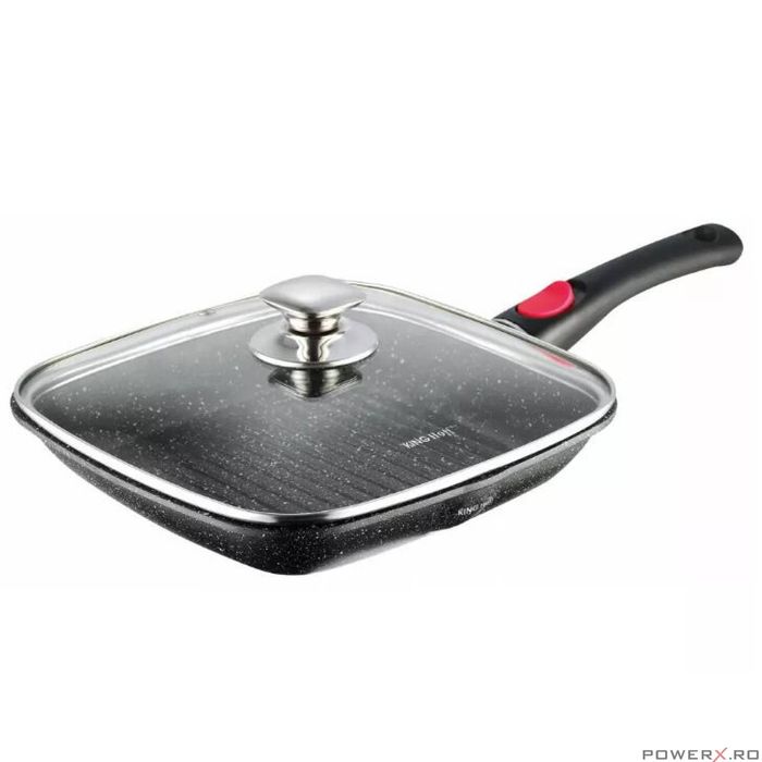 Tigaie marmorata, neagra 28x28x4,5cm, cu maner detasabil, Kinghoff