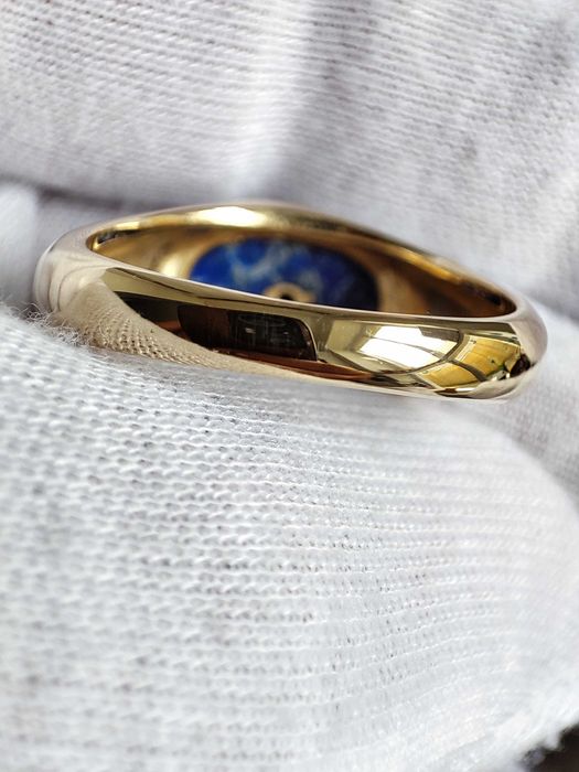 Faberge inel aur 14k lapis lazuli ghiul aur barbatesc Franklin Mint