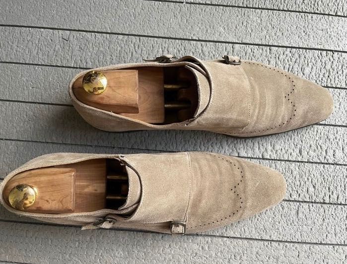 Pantofi Double Monk Strap Piele intoarsa Nr 43