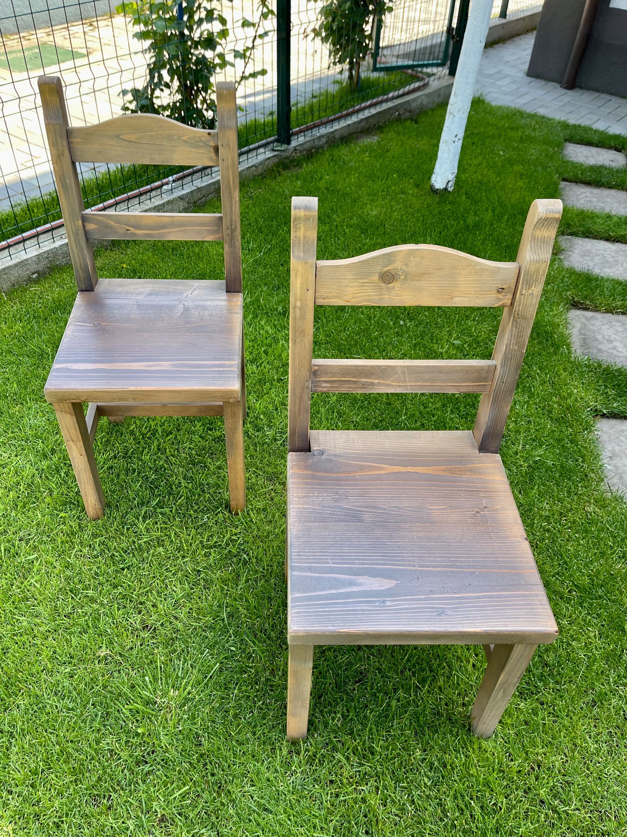 Masa din lemn masiv pentru gradina / foisor + 6 scaune cu perne