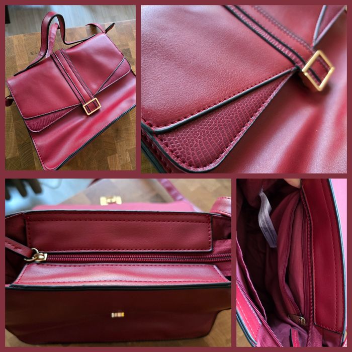 Дамска чанта бордо,естествена кожа