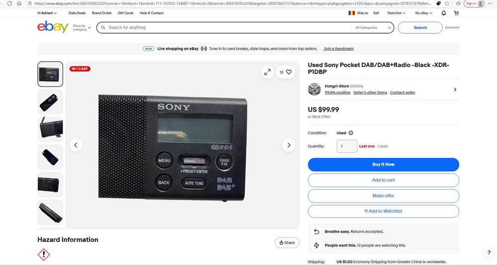Radio  Sony XDR S41D