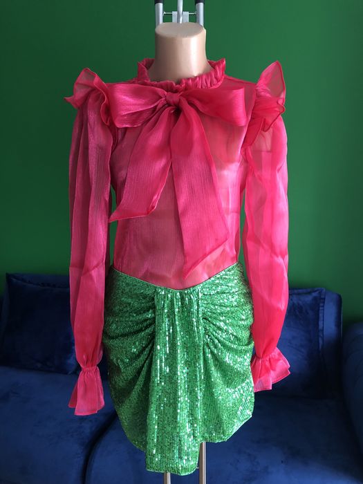 Fusta Shein, verde cu paiete, noua