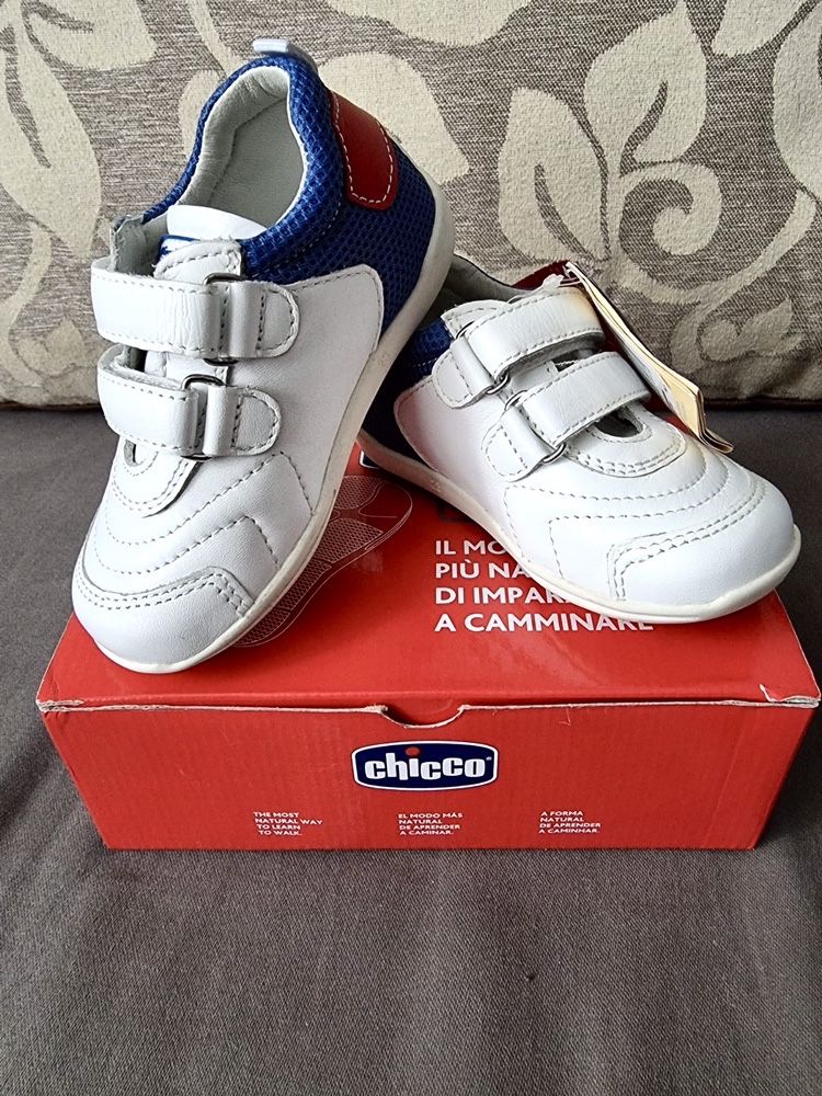 Pantofi noi CHICCO sport piele baiat unisex 23 copii rosu albastr