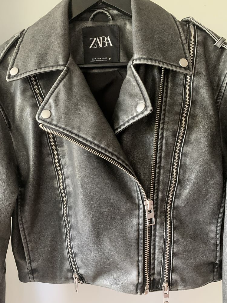 ZARA сиво кожено яке М размер