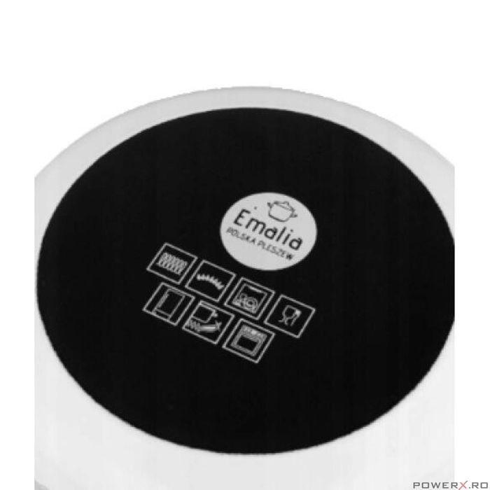 Oala cu capac, din inox emailat lucios, alba, 14l, 28cm, Kanila,
