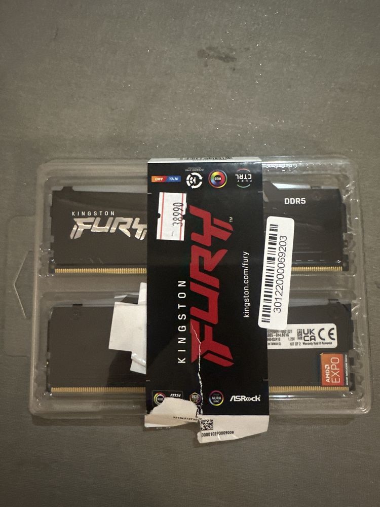 Озу DDR5 hyperx fury beast 16gb 5600mhz