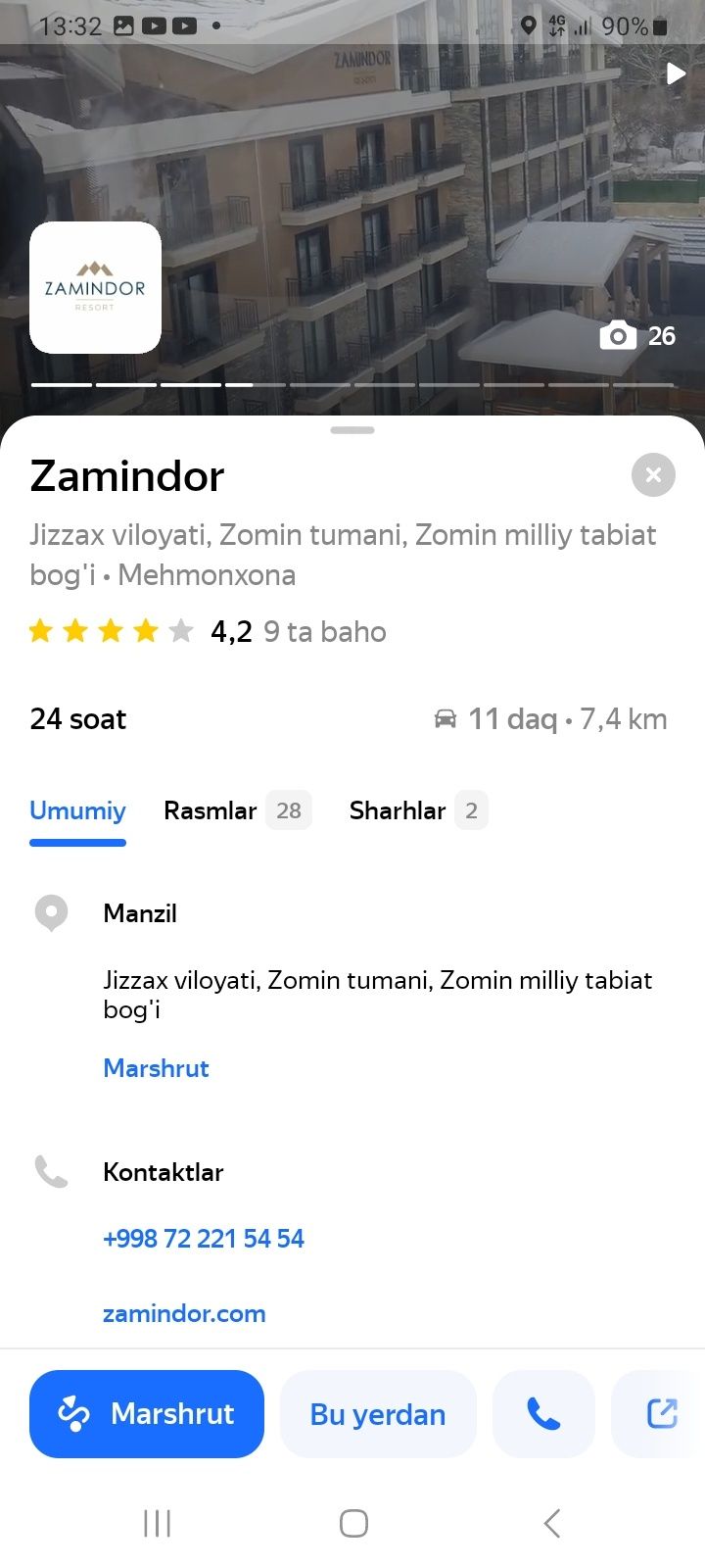 Zomin sanatoriyasiga taksi xizmati