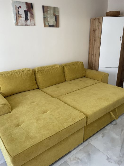 Ъглов диван горчица