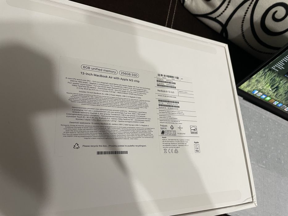 Гаранция - MacBook Air - m3 - 13inch - 8GB - 256GB -