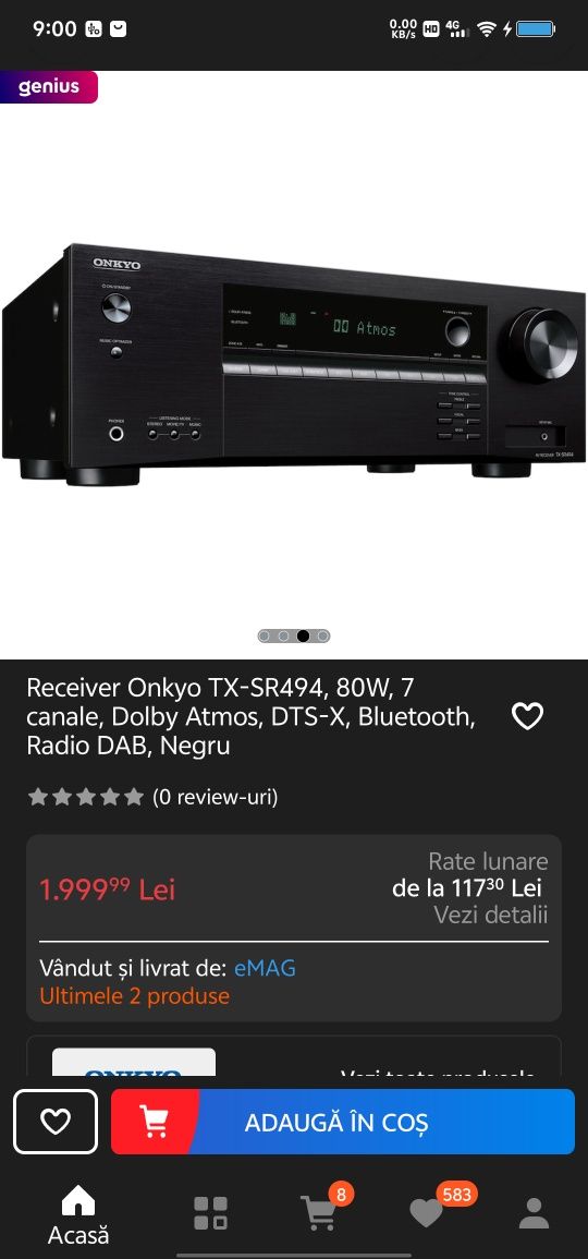 ONKYO TX -SR494 sistem audio complet