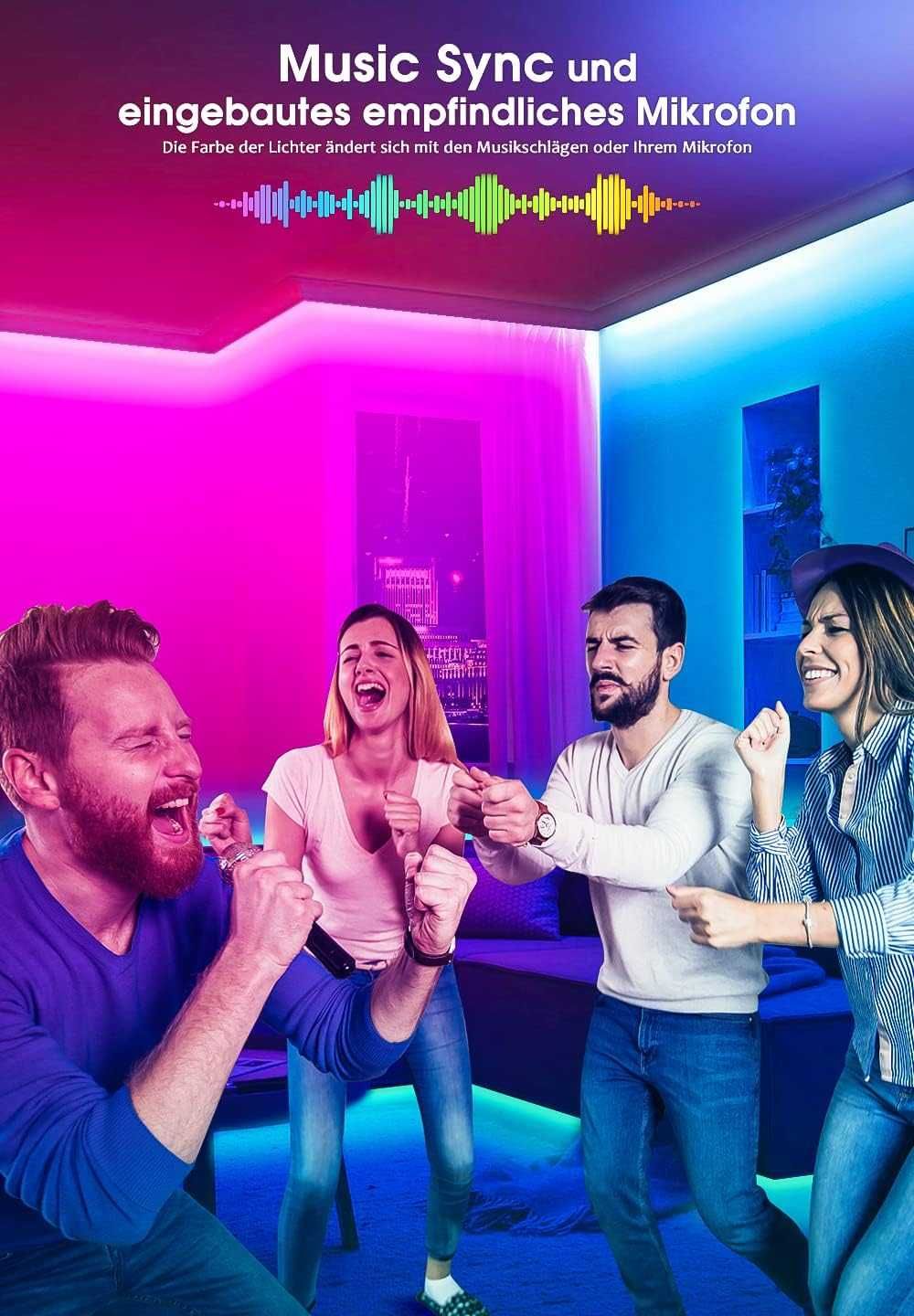 20м (2х10м) RGB LED лента с Bluetooth и дистанционно, микрофн