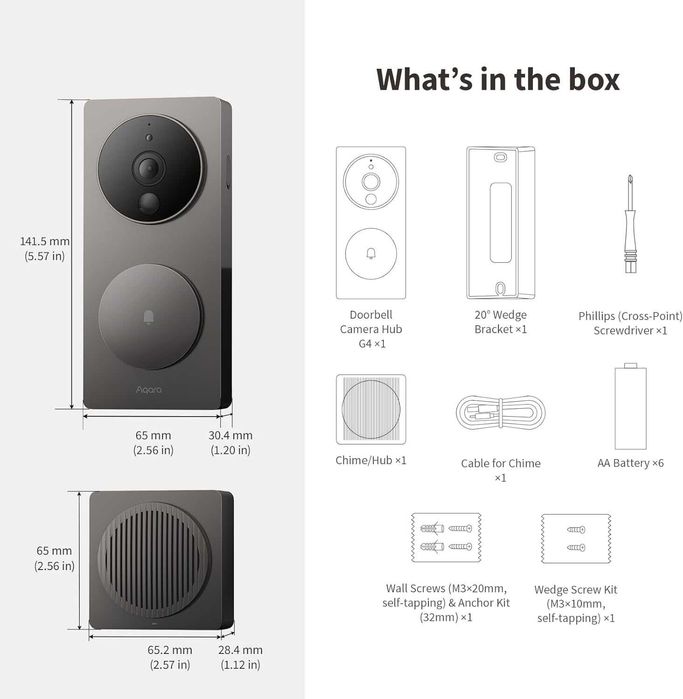 Aqara G4 - Смарт видео звънец (с батерии/ток, HomeKit, Face ID)