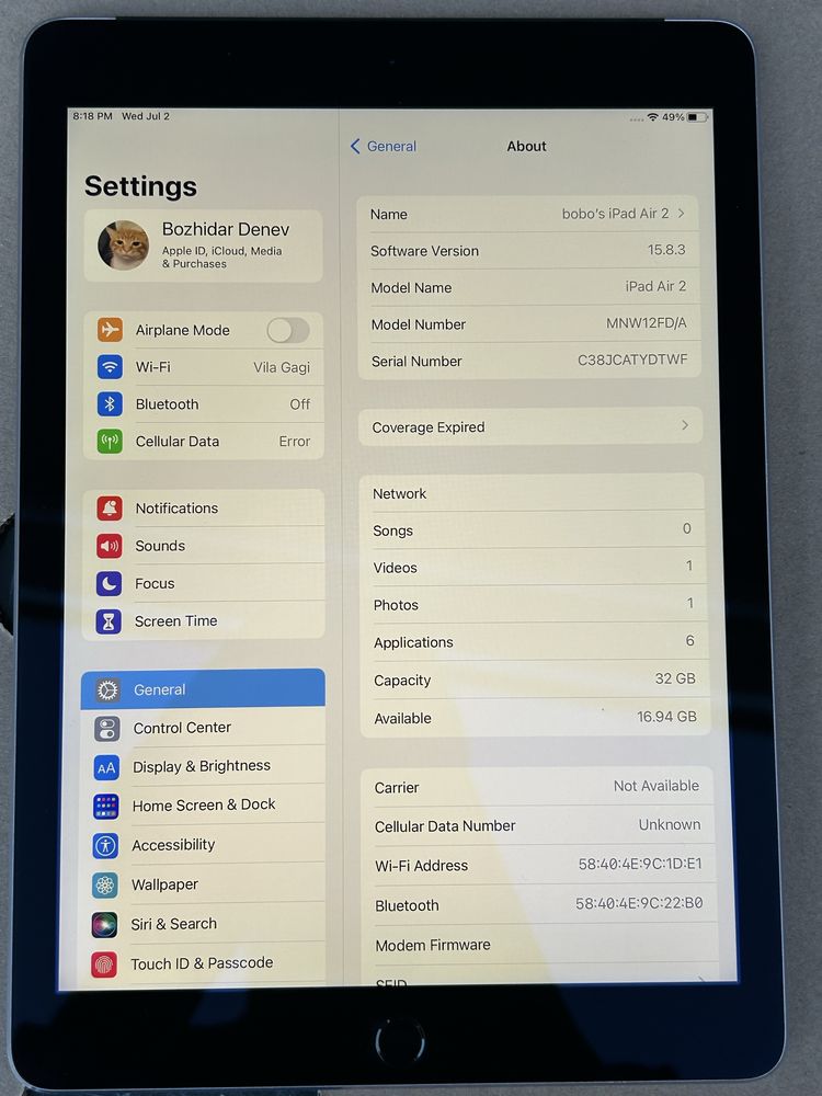 * iPad Air 2 32GB Unlocked *