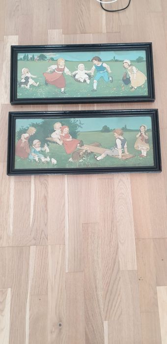 Set pereche tablouri litografii vintage colectie Anglia 1920