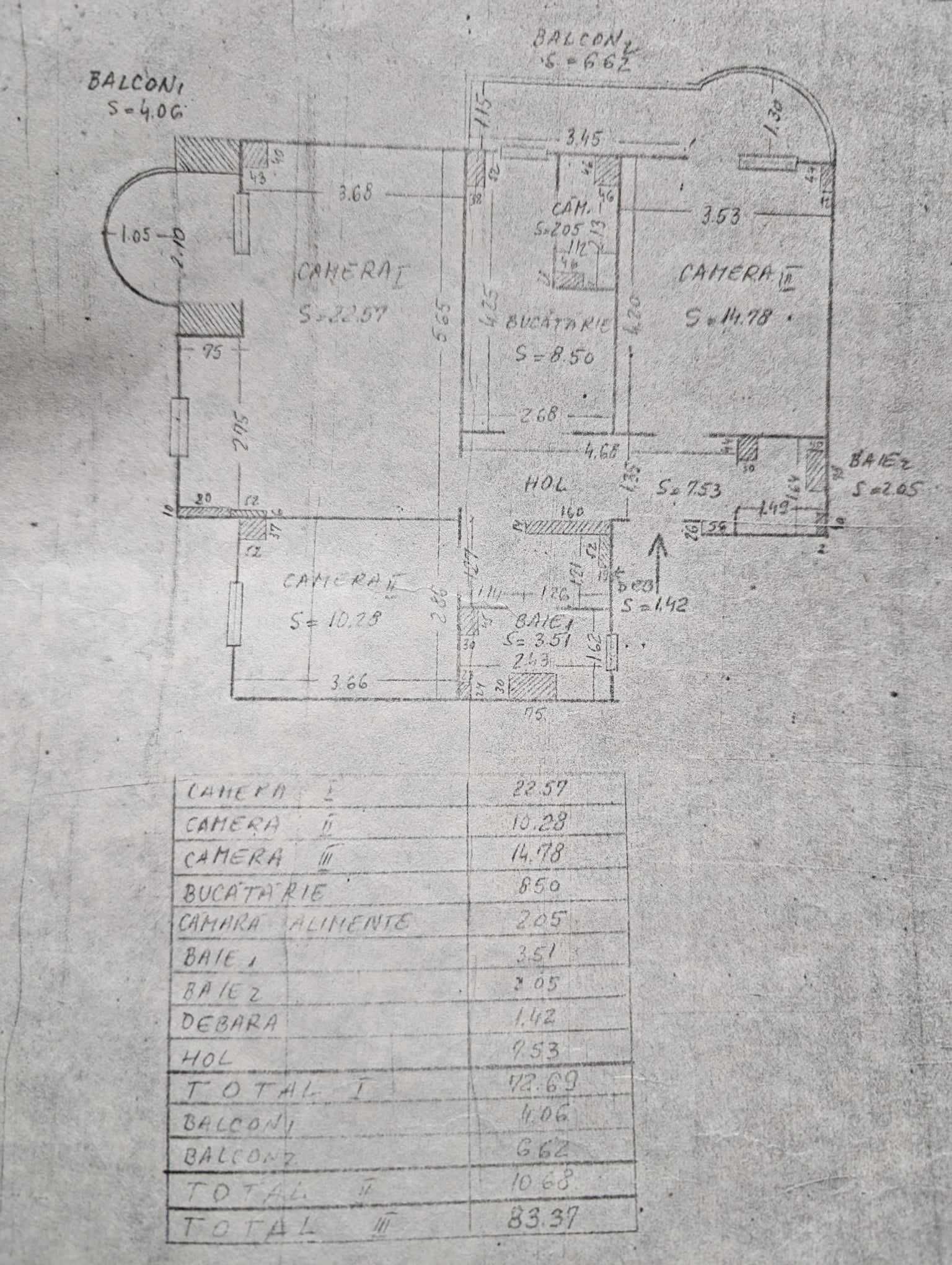 Apartament 3 camere | decomandat | 73 mpu | zona Piata Marasti