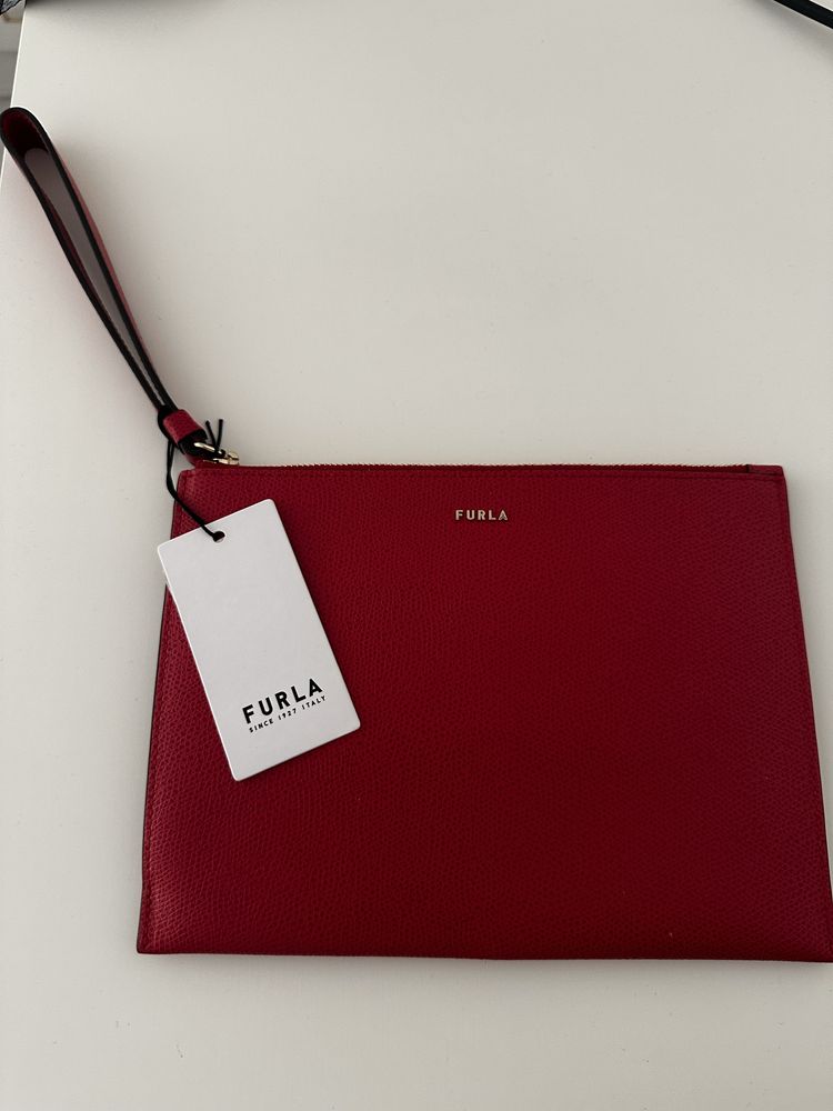 Чанта Furla clutch червена