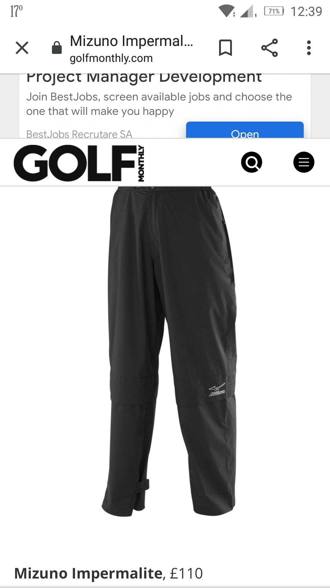 Pantaloni Mizuno M ( 31 ) bărbați Golf Impermealite Waterproof 10.000