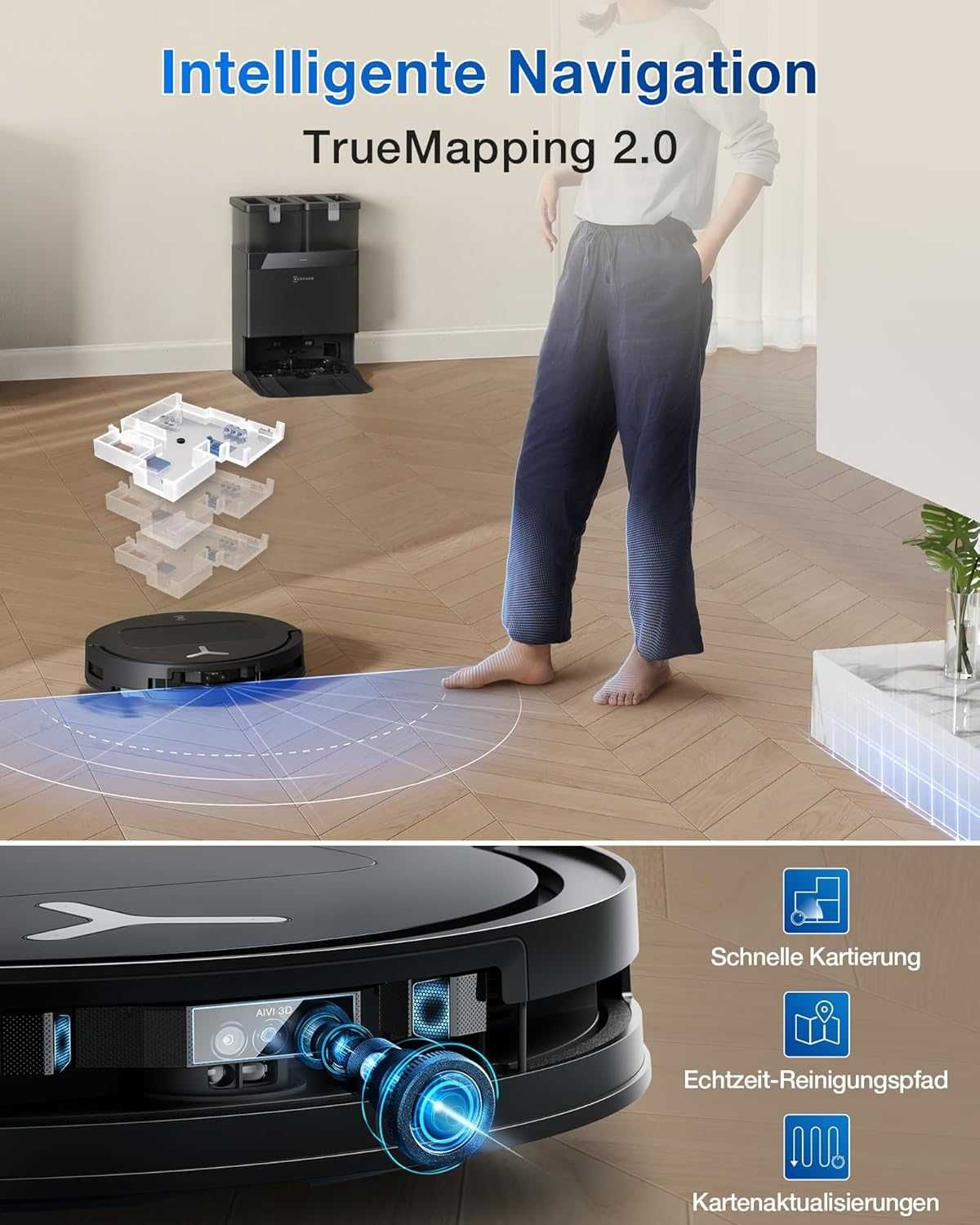Прахосмукачка робот Ecovacs Deebot T50 Omni 15000Pa ZeroTangle