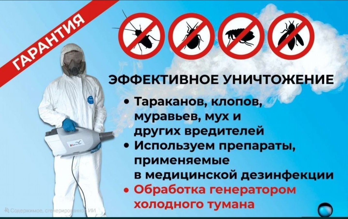 Дезинфекция, уничтожение клопов ,тараканов,блох