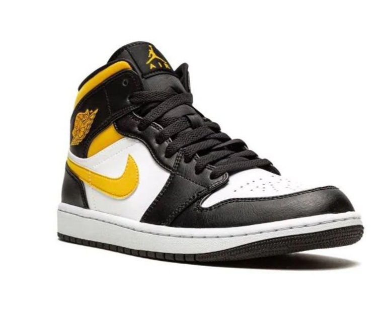 Jordan 1 Mid White Pollen Black