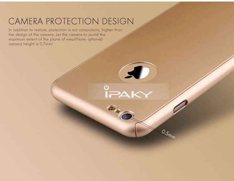 Husa 360º iPaky pentru iPhone 6PLUS/6SPLUS cu folie de protectie- GOLD