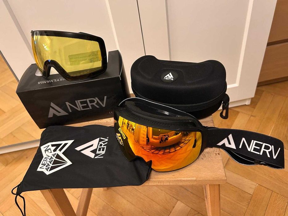 Vand ochelari Ski/Snowboard NERV Focus Black/Red cu lentila magnetica