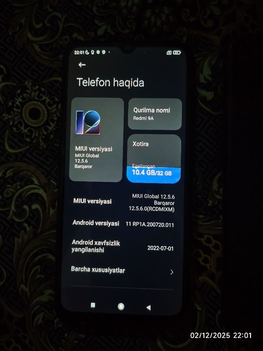 Redmi 9A ,32gb kar dok