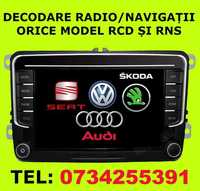 Decodare Cod Radio Navigatie VW AUDI SKODA SEAT RNS RCD MFD