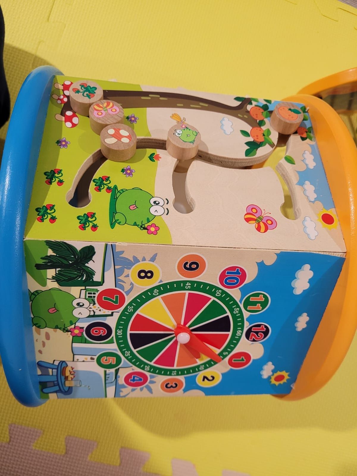 Jucarie din lemn, multifunctionala, Cub educativ