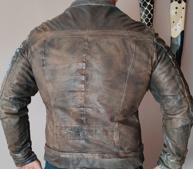 Мъжко Винтидж Cafe Racer  Mesh кожено  яке MCS Marlboro Classics Л