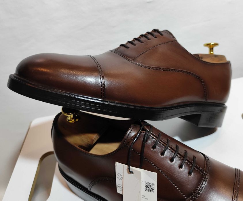 Pantofi oxford 43 43.5 cap toe ZARA NOI piele naturala moale maro