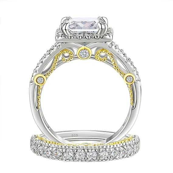 SweetJewКомплект сребърни сватбени пръстени за жени с кубичен цирконий
