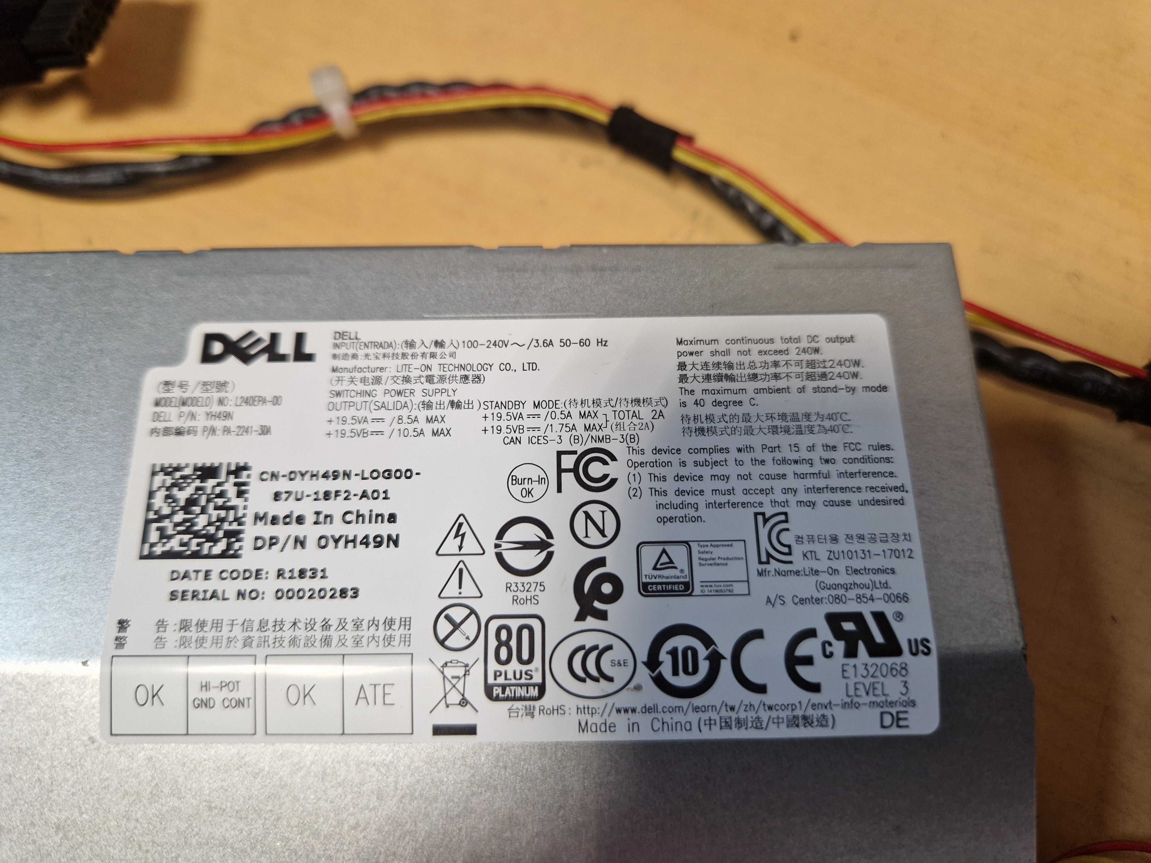 Sursa alimentare Dell AiO Optiplex 5260 - 240W - YH49N