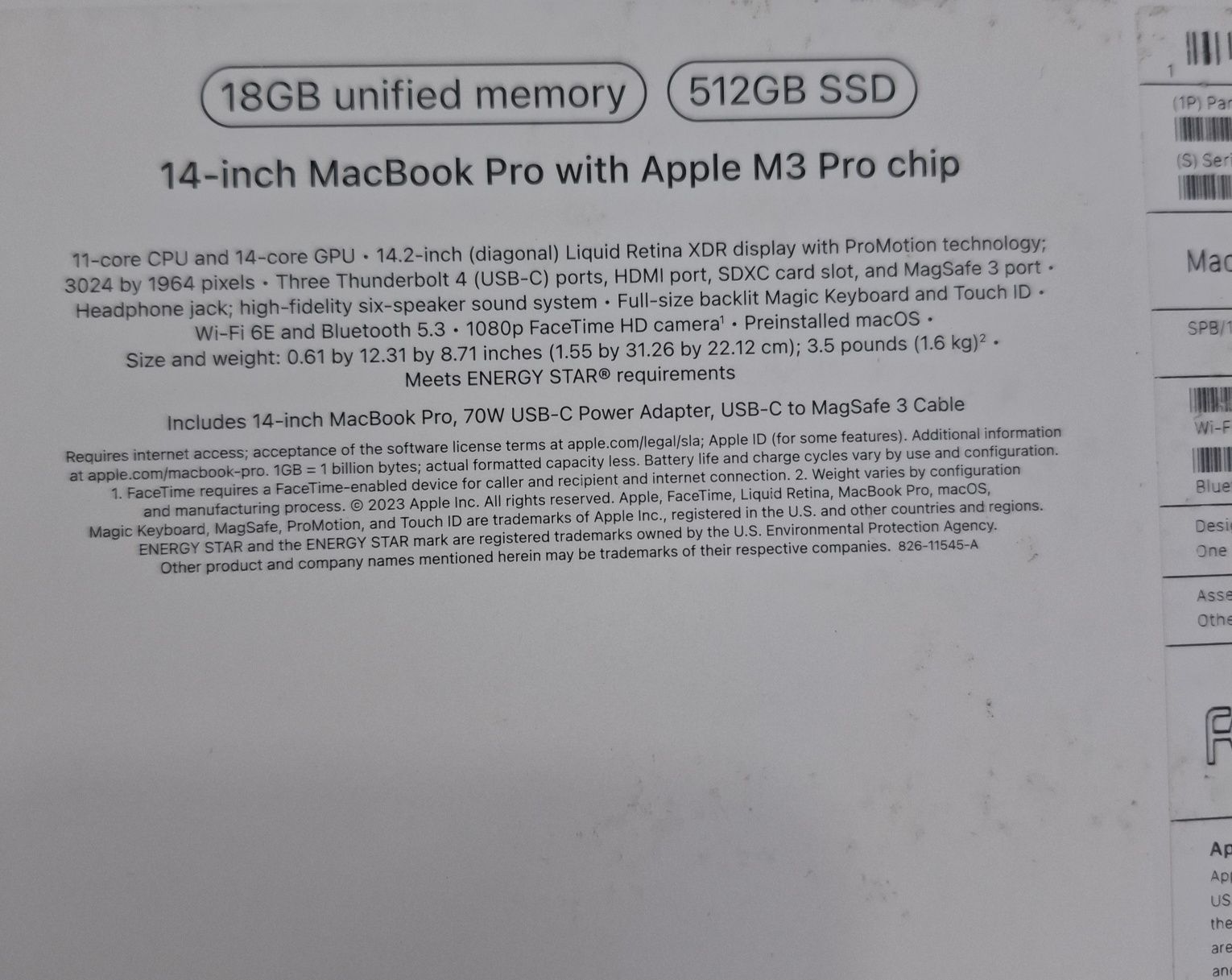 Macbook pro M3 pro 18/512 full