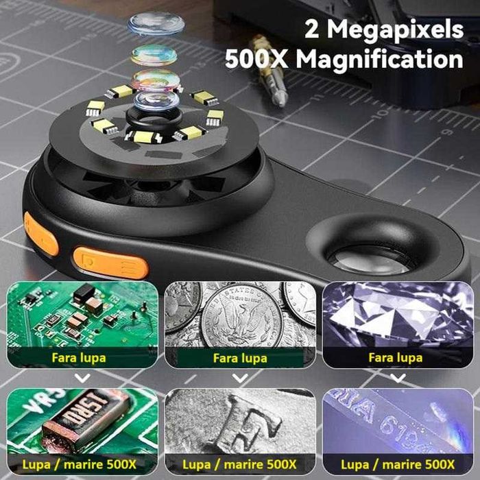 Lupa digitala 500x ecran IPS 2MP